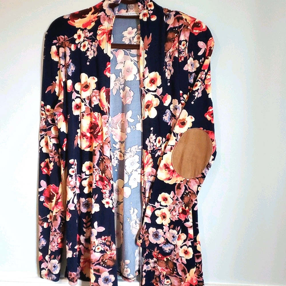 Floral drap sweater